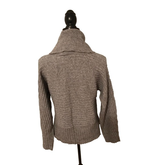 Anthropologie Moth Tisbury Gray Turtleneck Ribbed Diagonal Chevron Sweater - XSM - Picture 2 of 10